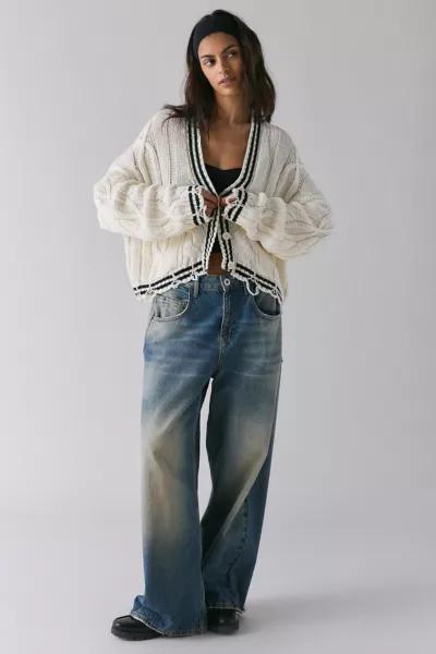The Ragged Priest The Ragged Priest Blast Distressed Cable Knit Cardigan