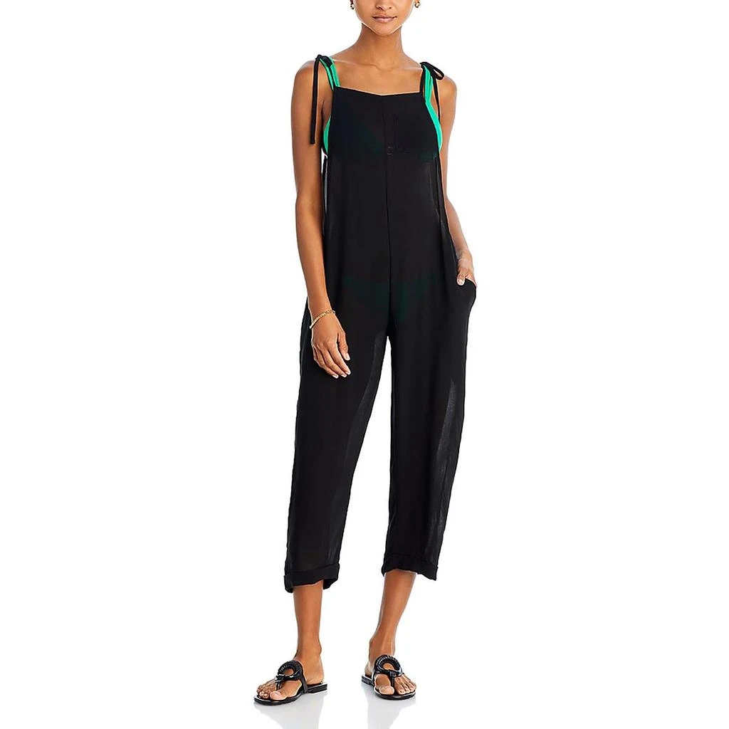 AQUA Womens Cropped Jumpsuit Cover-Up 1