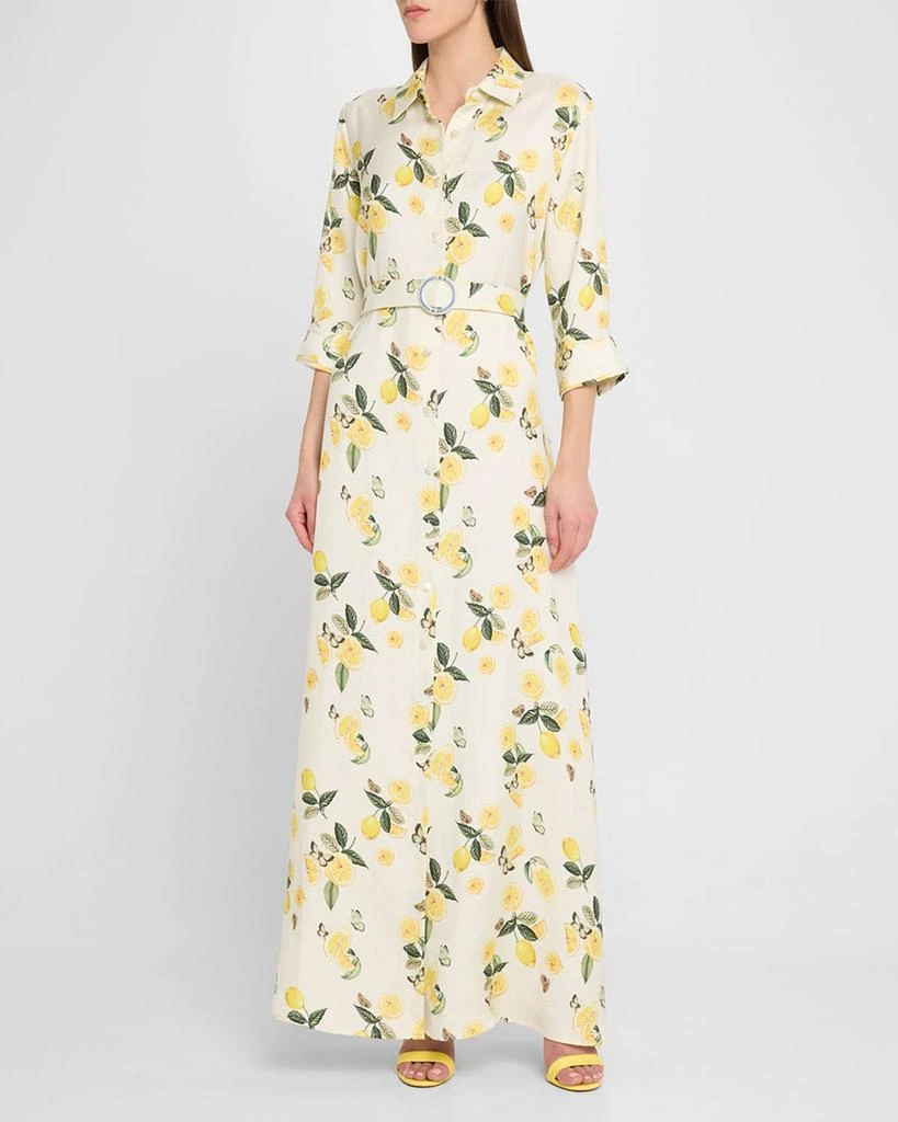 Evi Grintela Valerie Belted Lemon-Print Maxi Shirtdress 2