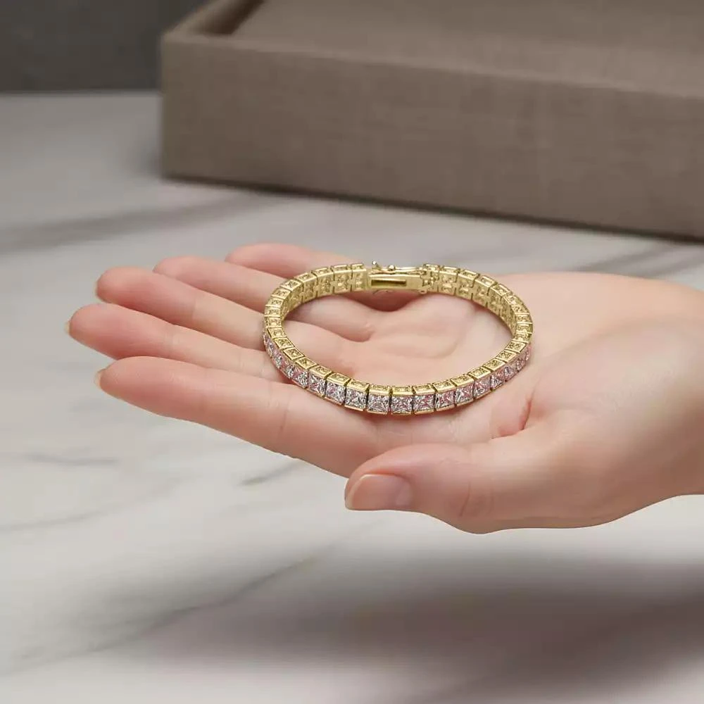 Genevive Genvive Classic Sterling Silver Square Cubic Zirconia Tennis Bracelet 3