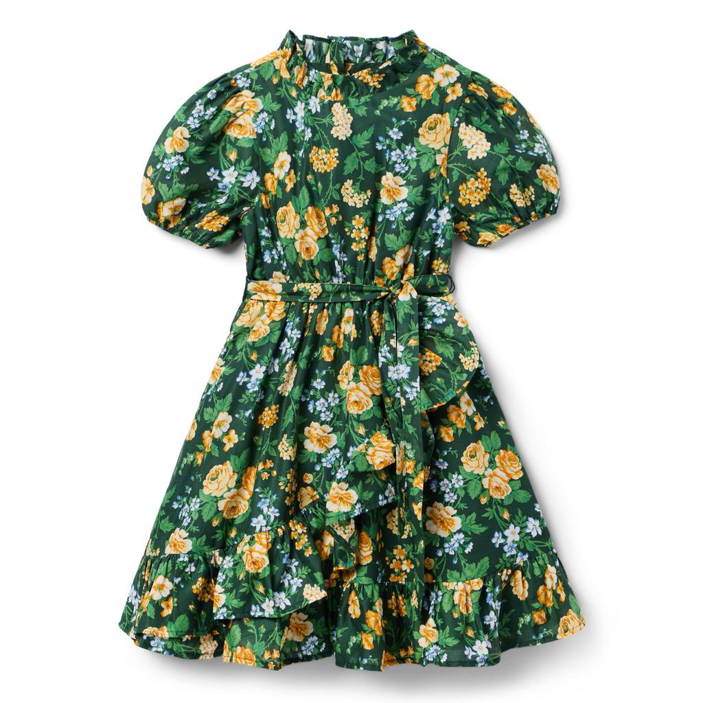 Janie and Jack Green Floral Dress (Big Kids)