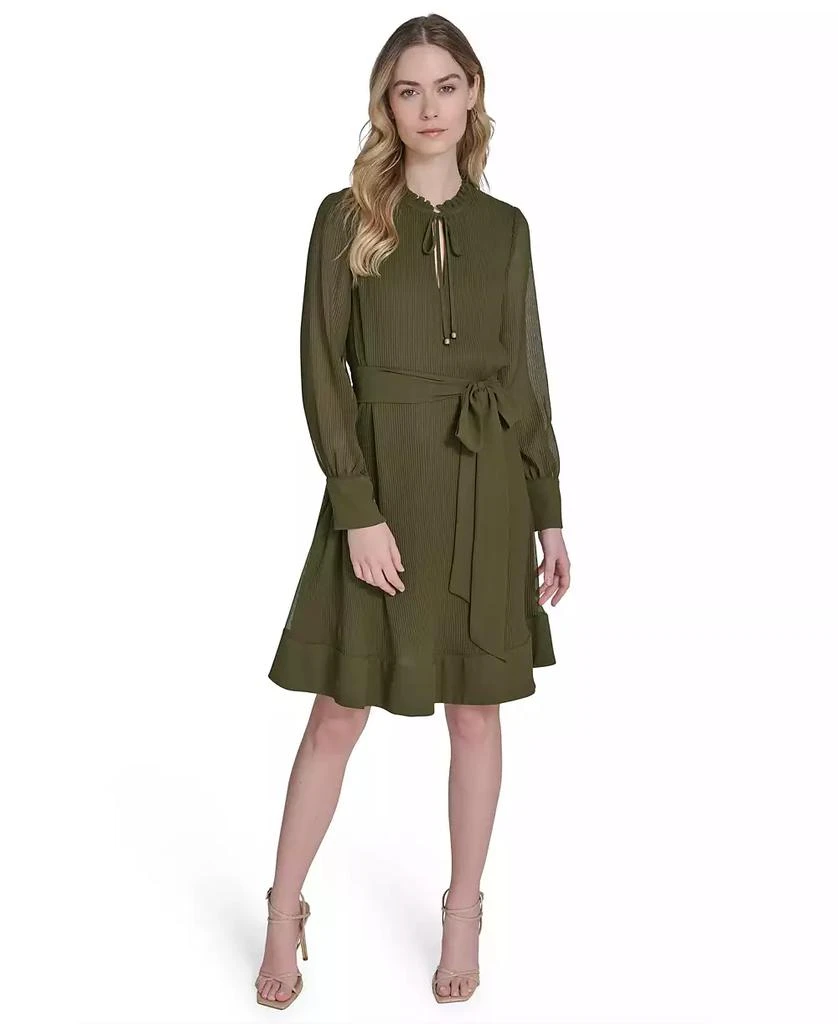 Eliza J Women's Solid-Color Pleated Chiffon Tie-Belt Dress 1