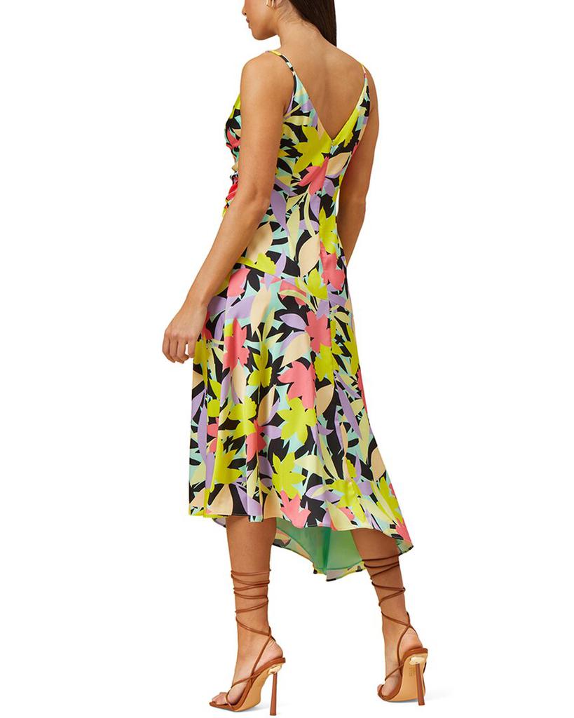 Aidan Mattox V-Neck Asymmetrical Midi Dress