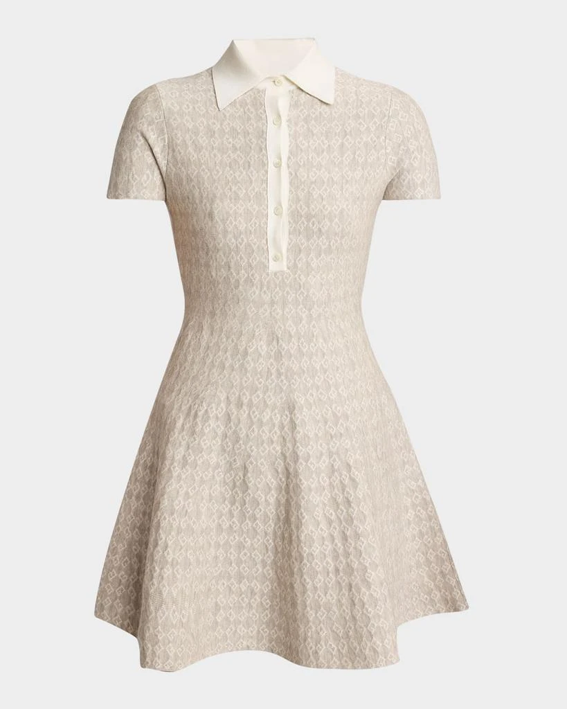 Givenchy 4G Logo Jacquard Fit-Flare Polo Wool Mini Dress - Dresses & Skirts  - Free Shipping - BeyondStyle