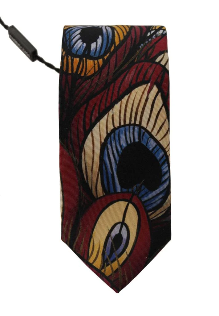 Dolce & Gabbana Dolce & Gabbana Marron Peacock Feather Adjustable Necktie Accessory Tie 2