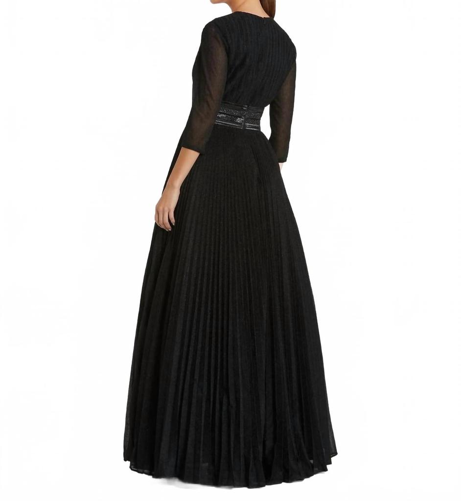 Mac Duggal Shimmeringpleated A-Line Ballgown In Black