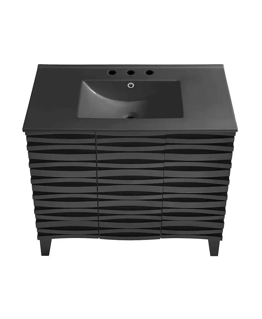 Swiss Madison Cascade 36 in. Black Oak Bathroom Vanity With Black, 3-Hole Ceramic Sink Top 5