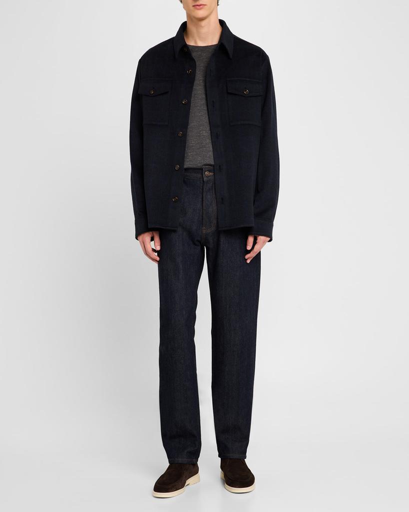 Neiman Marcus Men's Wool and Cashmere Prince Of Wales Overshirt