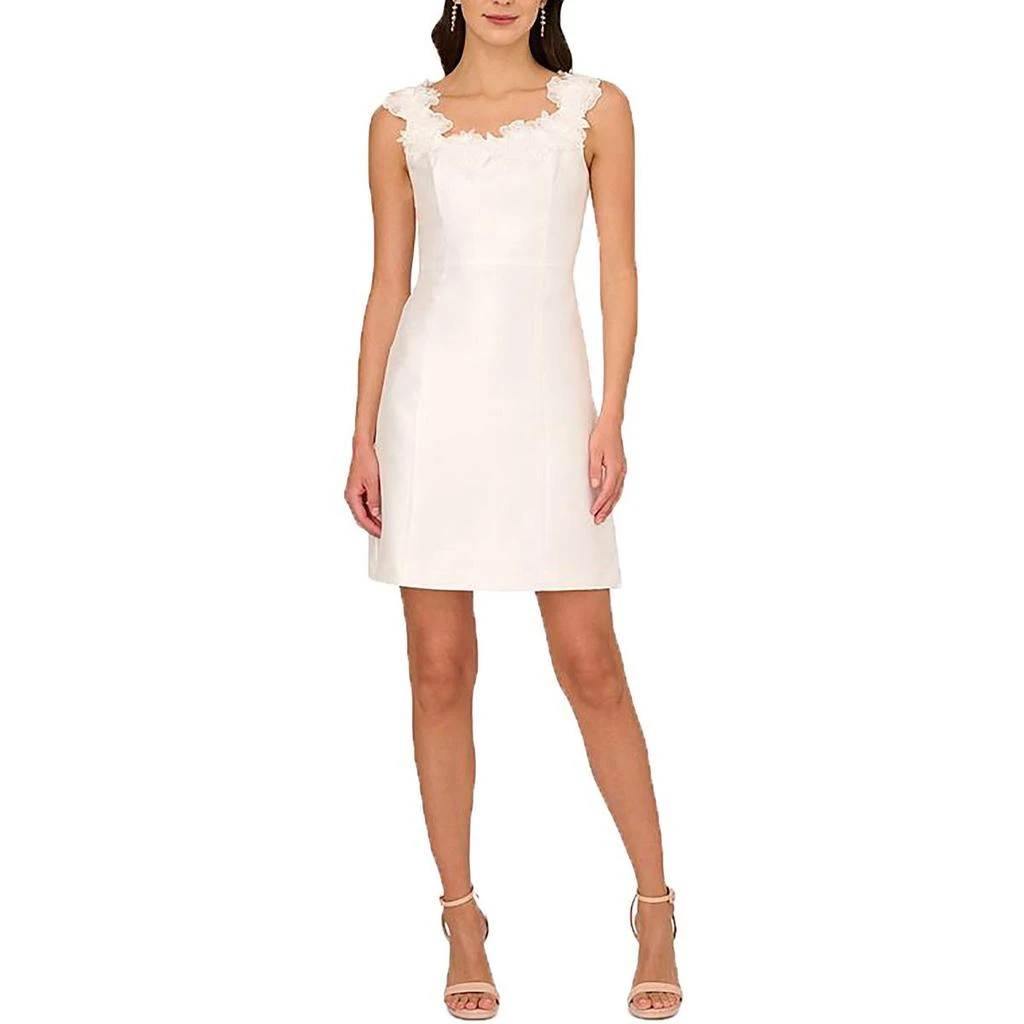 Adrianna Papell Womens Rosette Sleeveless Sheath Dress 1