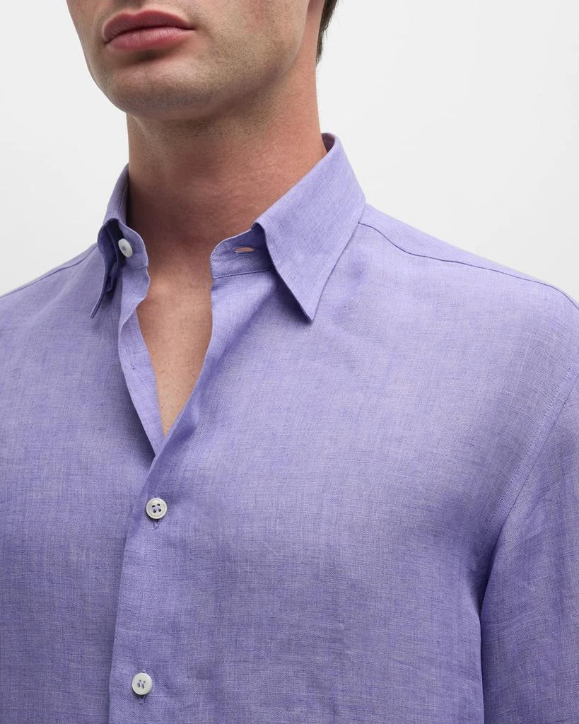 Brioni Men's Solid Linen Sport Shirt 7