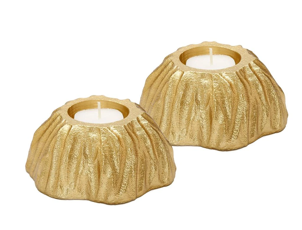 Classic Touch Decor Set of 2 Gold Textured Tea Light Holders 2