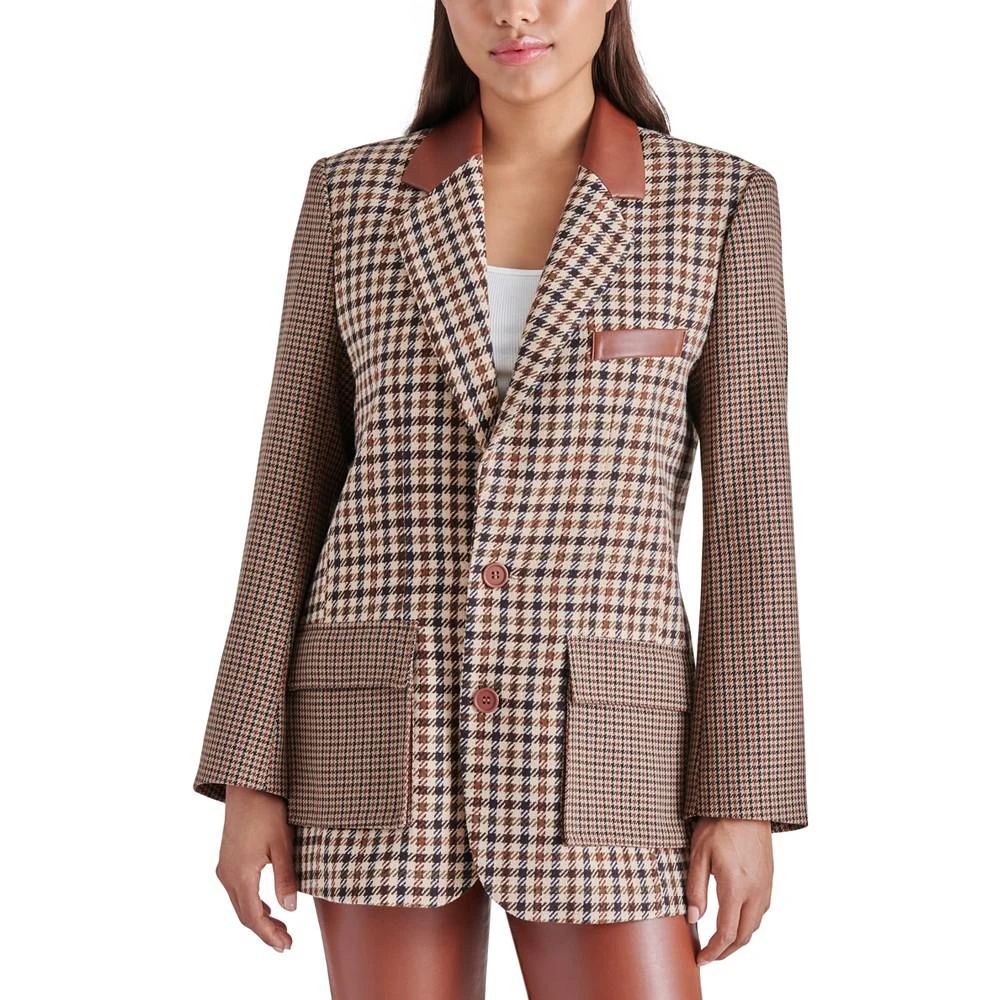 Steve Madden Women's Carolina Mixed-Plaid Long-Sleeve Blazer 1