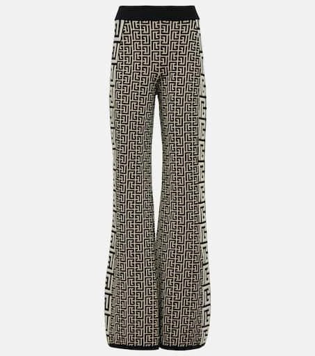 Balmain Monogram flared wool-blend pants 1