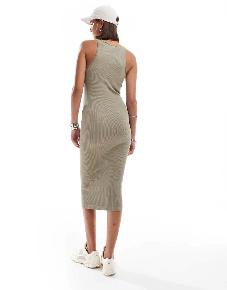 HERA Hera ribbed base racer midi dress in grey green 4