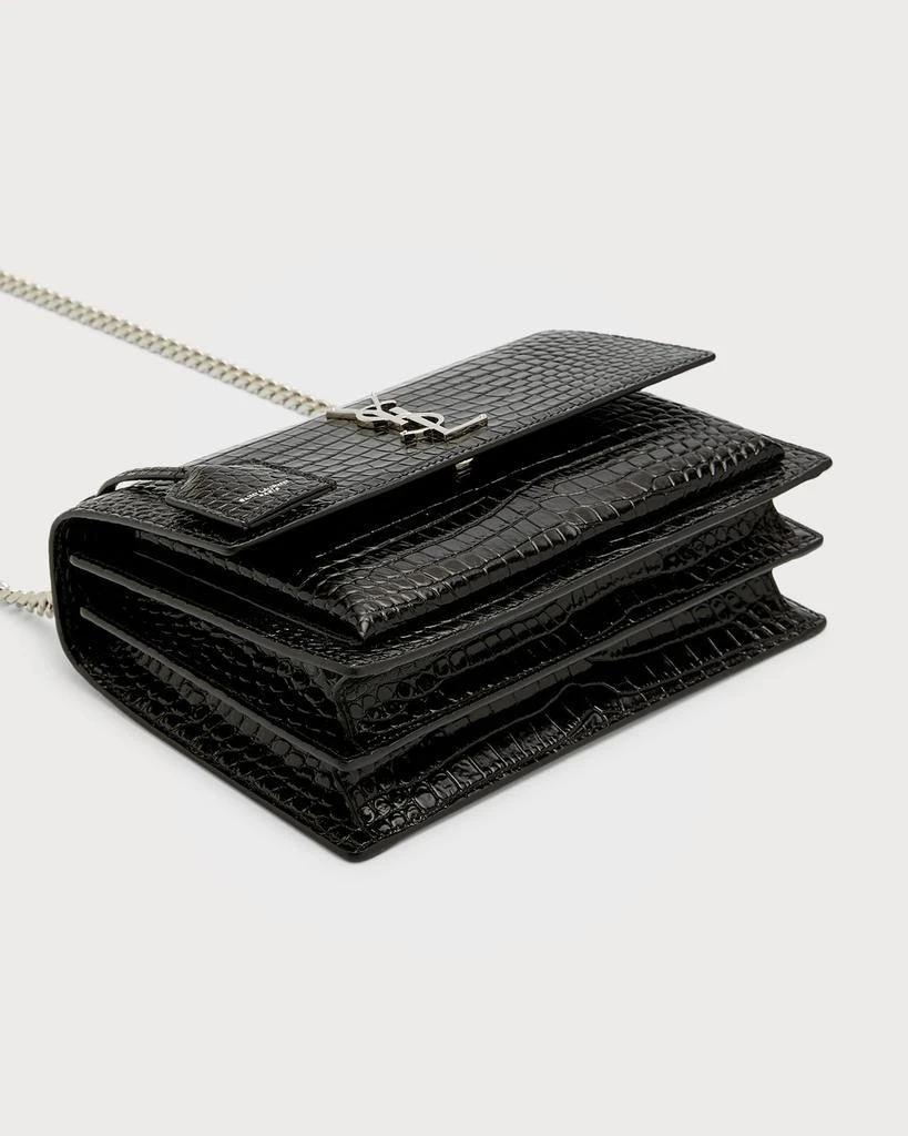 Yves Saint Laurent Sunset Medium YSL Crossbody Bag in Croc-Embossed Leather 2