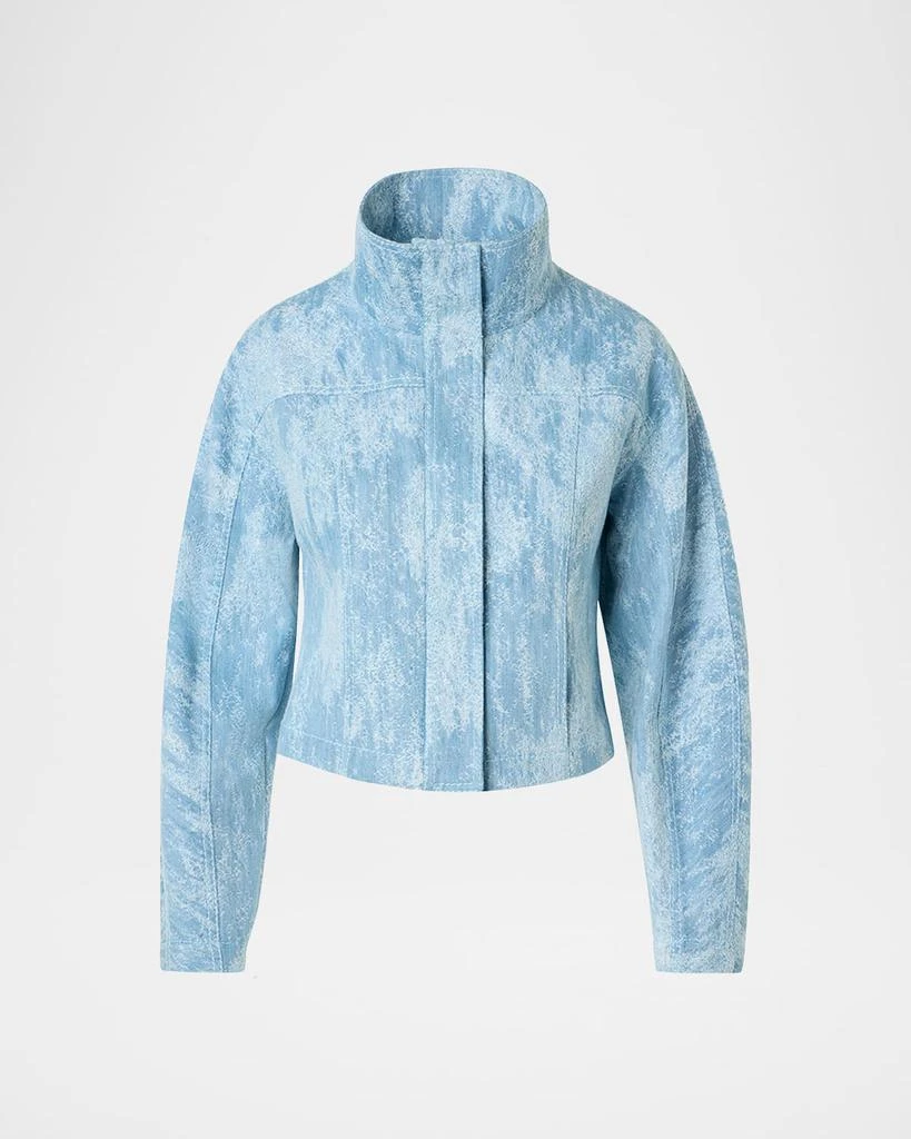 Akris Washed Jacquard Denim Zip Jacket