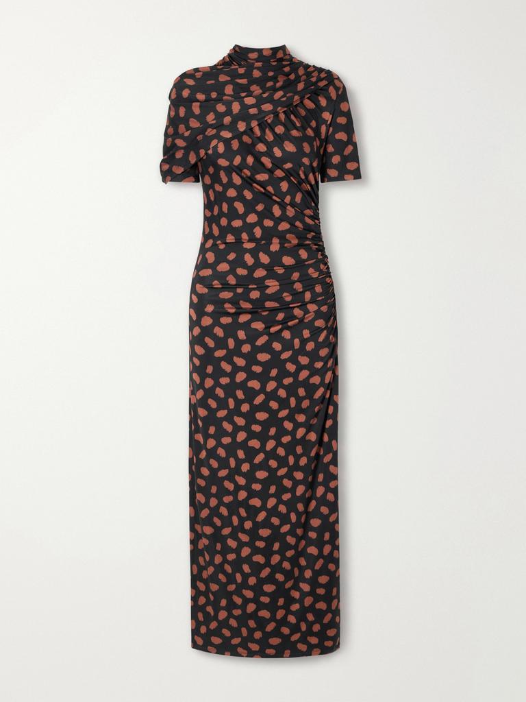 JOHANNA ORTIZ Serene Safari Gathered Printed Jersey Midi Dress  - US2