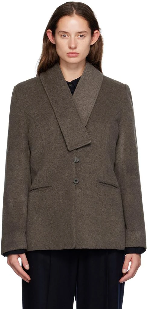 LE17SEPTEMBRE Brown Muffler Collar Blazer 1