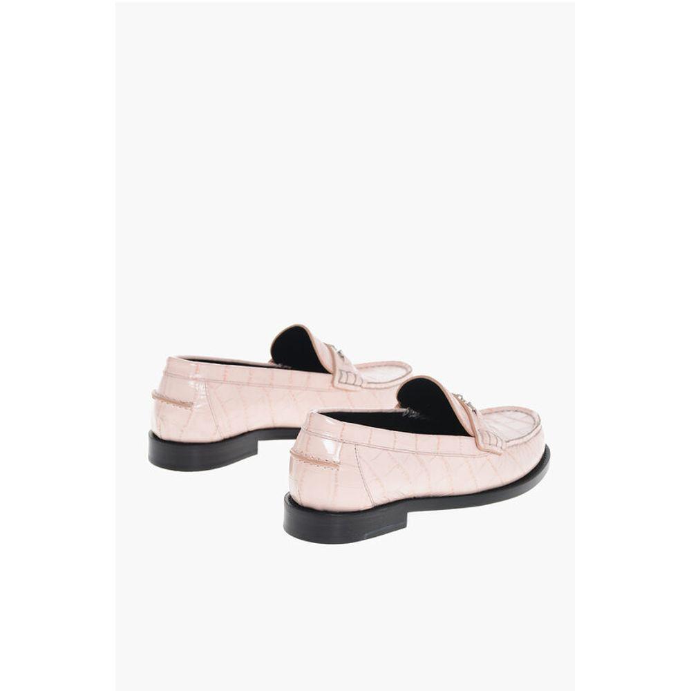 Versace Versace Crocodile Effect Printed Leather Loafers