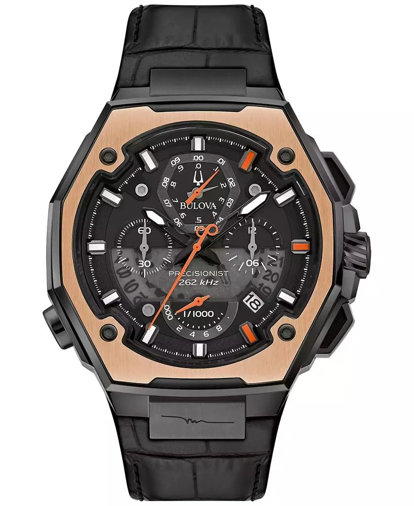 Bulova x Marc Anthony Men's Chronograph Precisionist Black Leather Strap Watch 45mm - Limited Edition 1