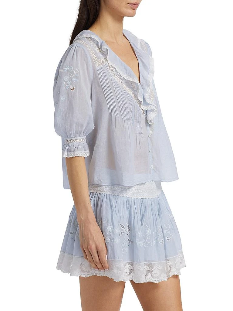 LOVESHACKFANCY Sinora Ruffled & Lace Cotton Top 4