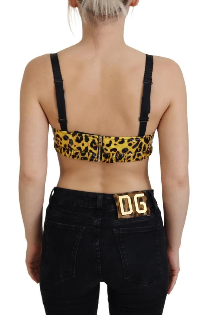 Dolce & Gabbana Dolce & Gabbana Yellow Leopard Cropped Bustier Corset Bra Top 3