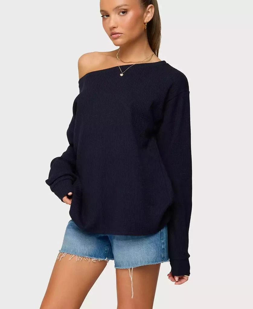 Edikted Women
s Damari Off Shoulder Oversized Waffle Top 4