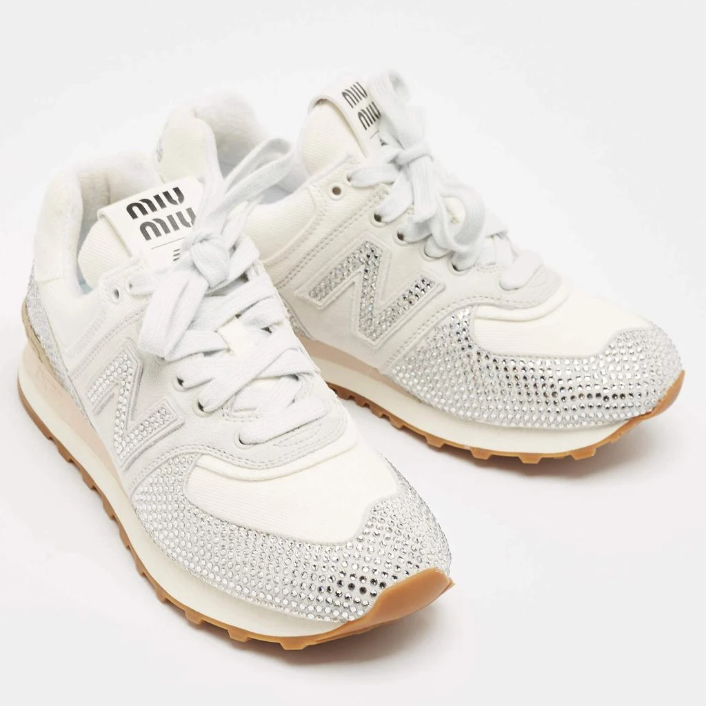 Miu Miu Miu Miu x New Balance 574 White Suede and Denim Sneakers Size 37 4