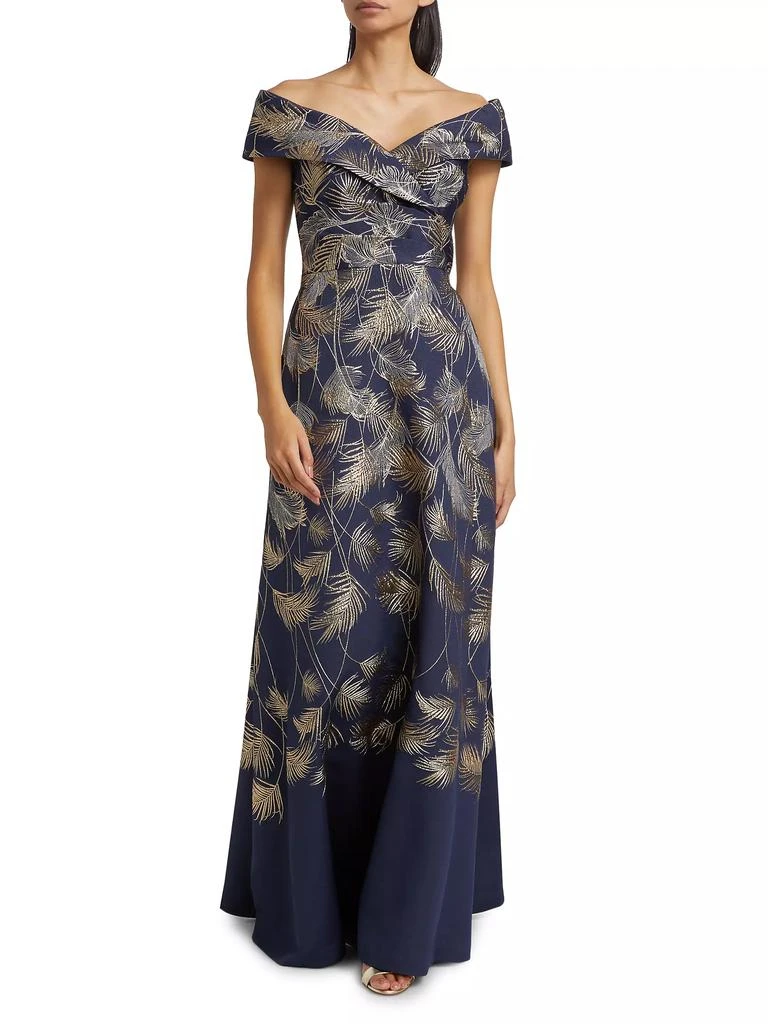 Teri Jon Jacquard Off-The-Shoulder Gown 3