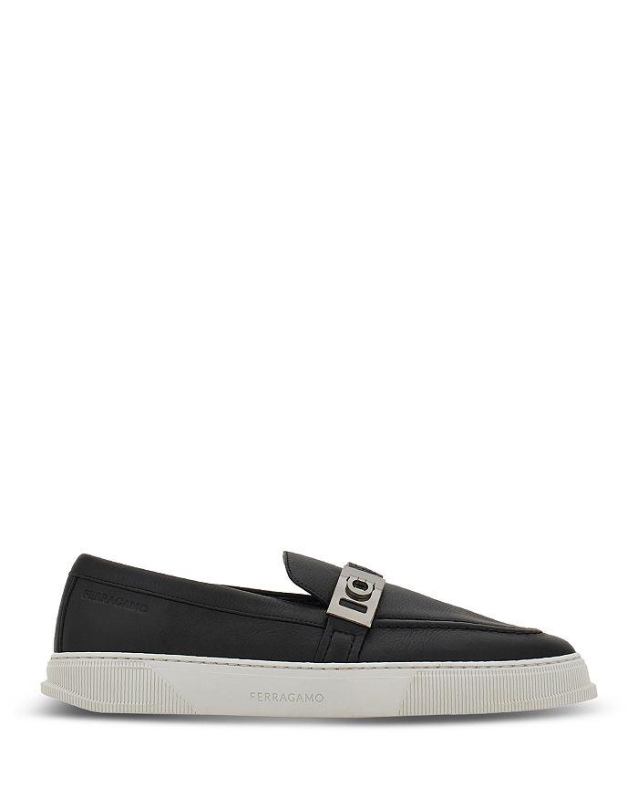 Salvatore Ferragamo Black Leather And Suede Cassina Sneakers