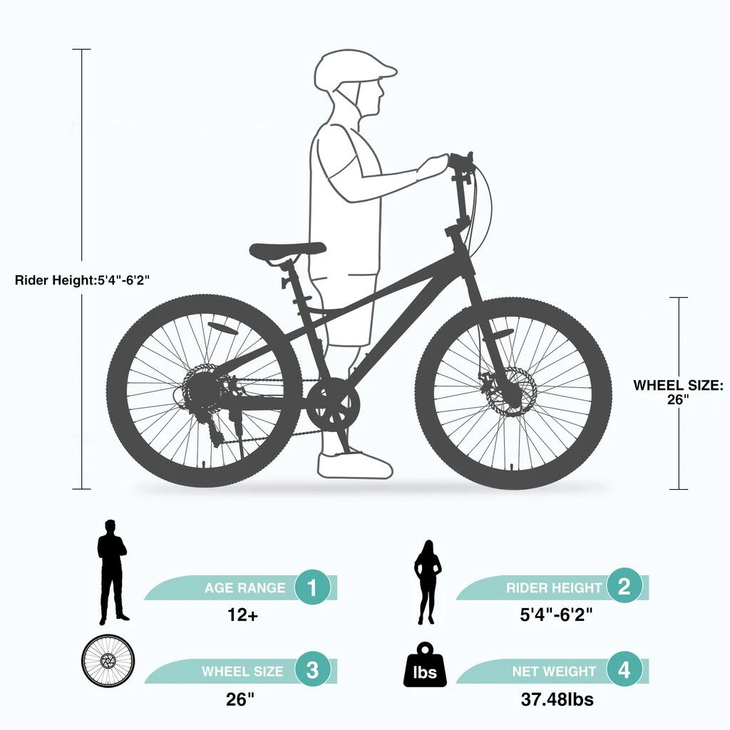 Streamdale Furniture Streamdale Freestyle Kids Bike Double Disc Brakes 26 Inch Children's Bicycle 6