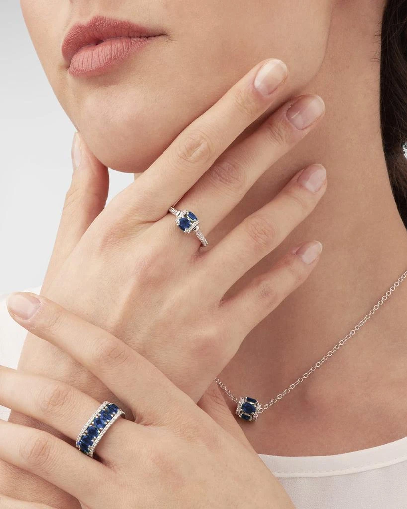 Miseno Procida 18K White Gold Ring with White Diamonds and Rotating Blue Sapphires 5