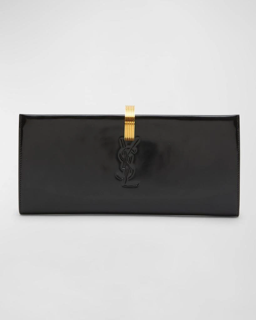 Yves Saint Laurent YSL Embossed Ring Closure Evening Clutch Bag in Patent Leather 1