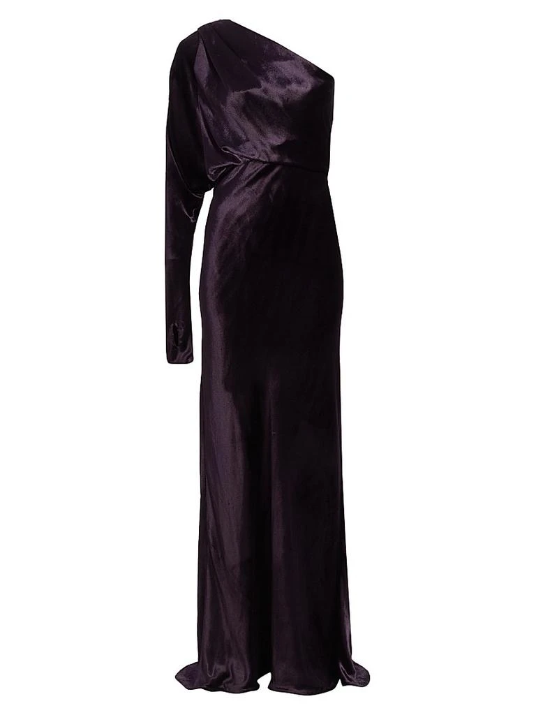 Zimmermann Asymmetric Velvet One-Shoulder Gown 1