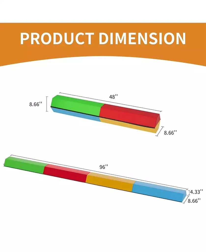 BalanceFrom Fitness All Purpose Mat with 8 Ft Balance Beam Gymnastic Set, Multi 6