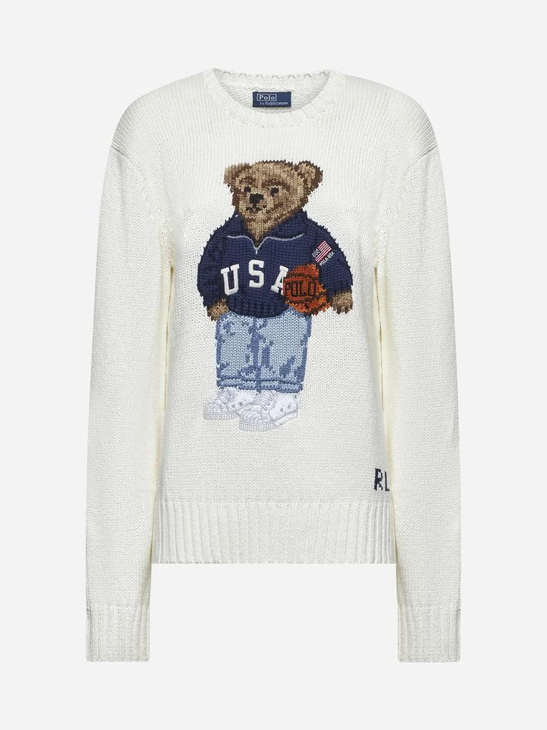 Ralph Lauren White cotton and linen Polo Bear sweater 1