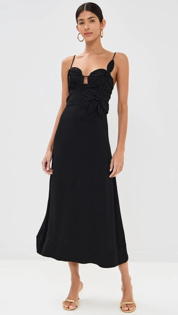 Farm Rio Black Flowered Bust Midi Dress 7