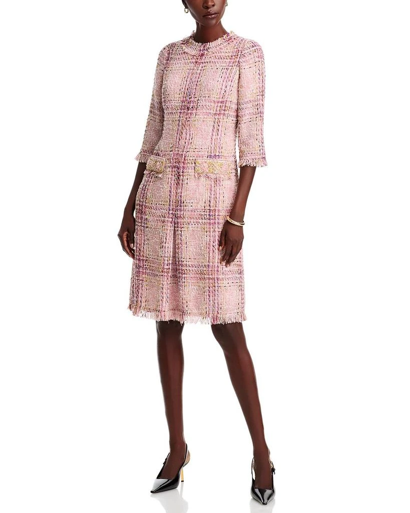 Teri Jon Plaid Pattern Tweed Dress 1