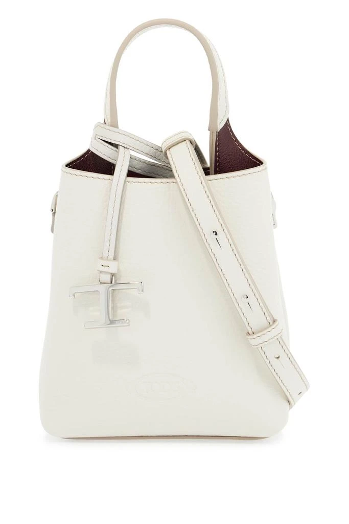 TOD'S white calf leather crossbody bag with burgundy details 1