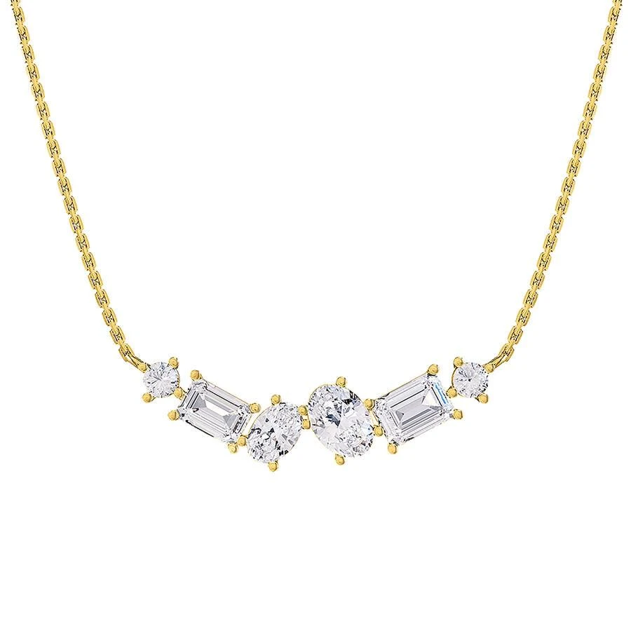 Diamond2Deal 14k Yellow Gold 3 Ct Multi Shape Lab Grown Diamond Pendant Necklace 18" Chain VVS-VS