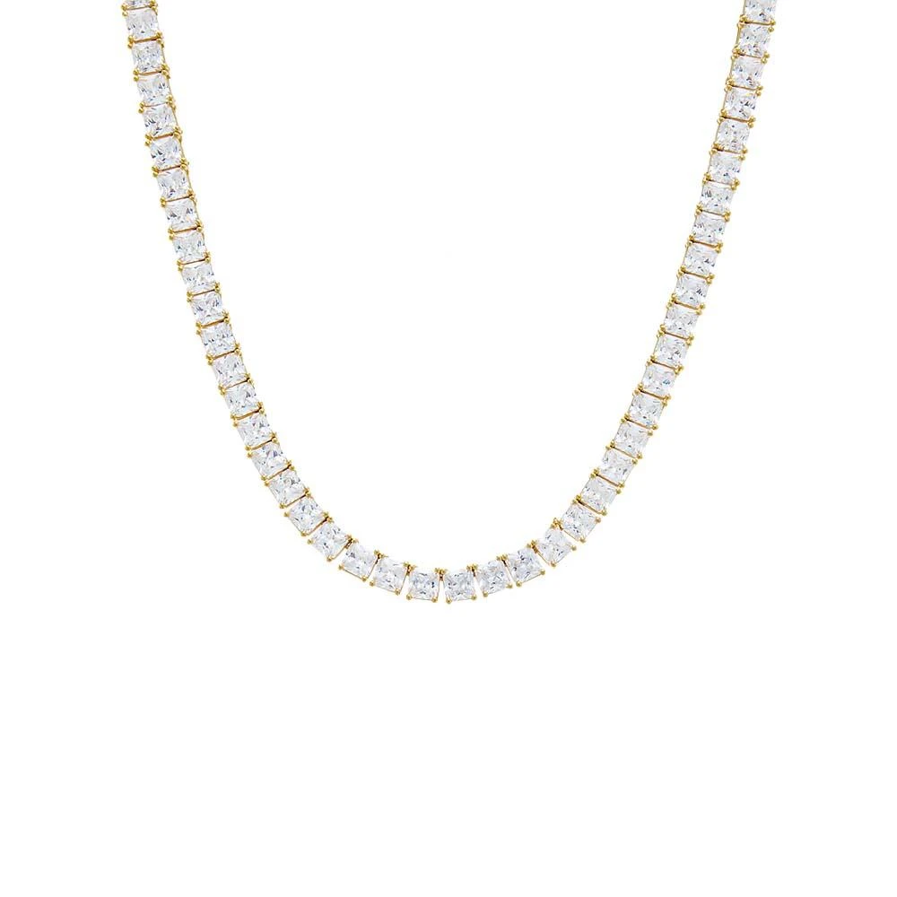 Adina Eden CZ Princess Cut Tennis Necklace 3