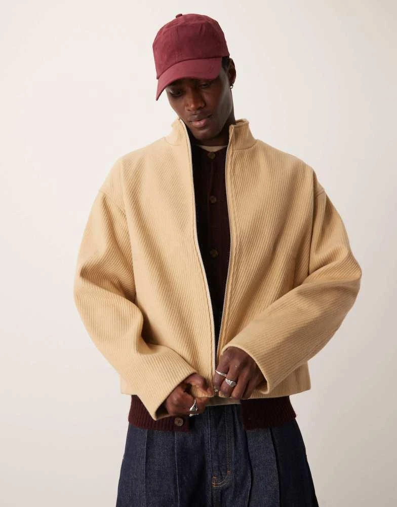 ASOS ASOS DESIGN oversized wool look jacket with funnel neck in camel 1