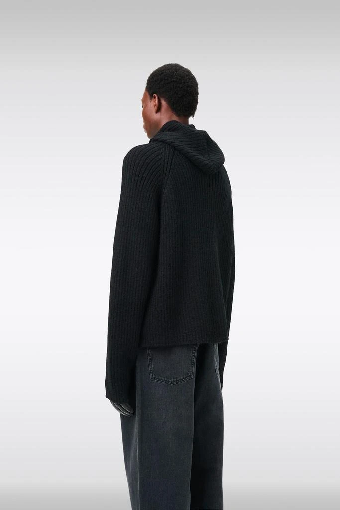 Our Legacy Level Hood Black rib knitted hooded cardigan with zip 3