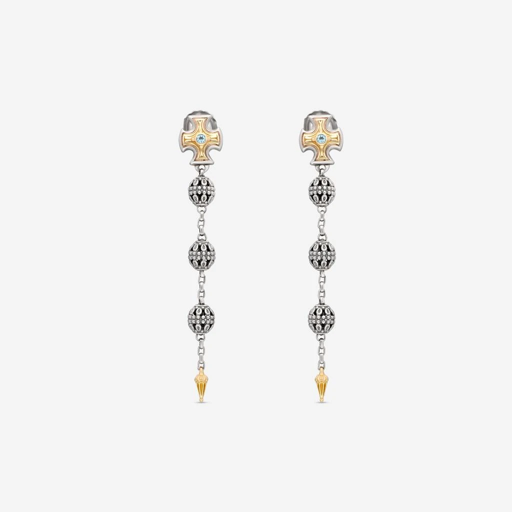 Konstantino Konstantino Kleos Sterling Silver and 18K Yellow Gold, Aqua Marine Dangle Earrings SKMK3181-103 2