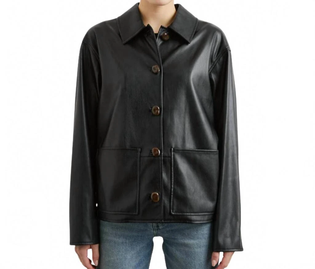 Rails Haisley Faux Leather Button-Down Shirt Jacket In Black