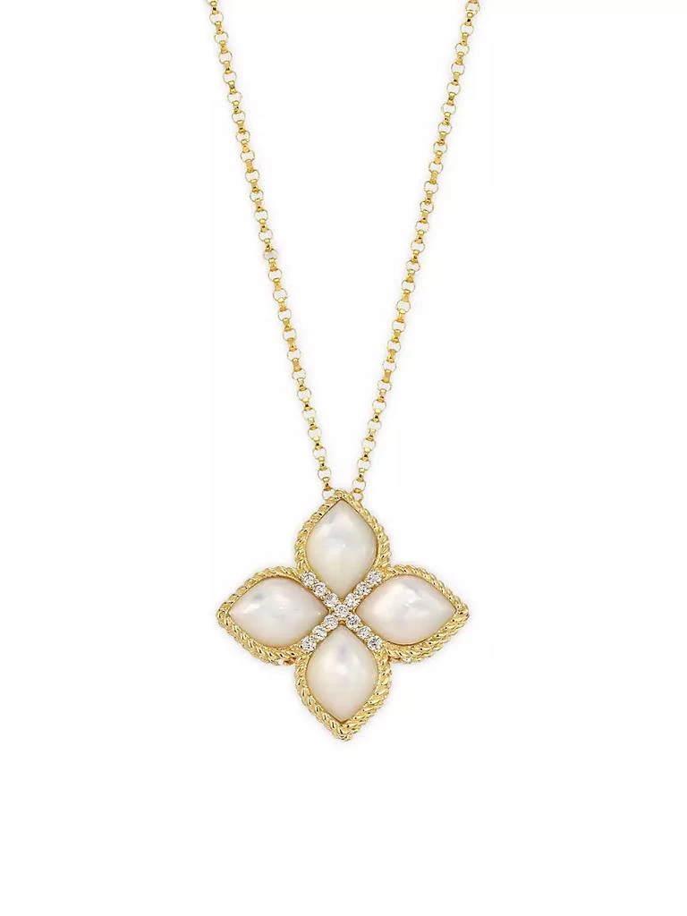 Roberto Coin Venetian Princess 18K Yellow Gold, Diamonds 
Mother-of-Pearl Pendant Necklace