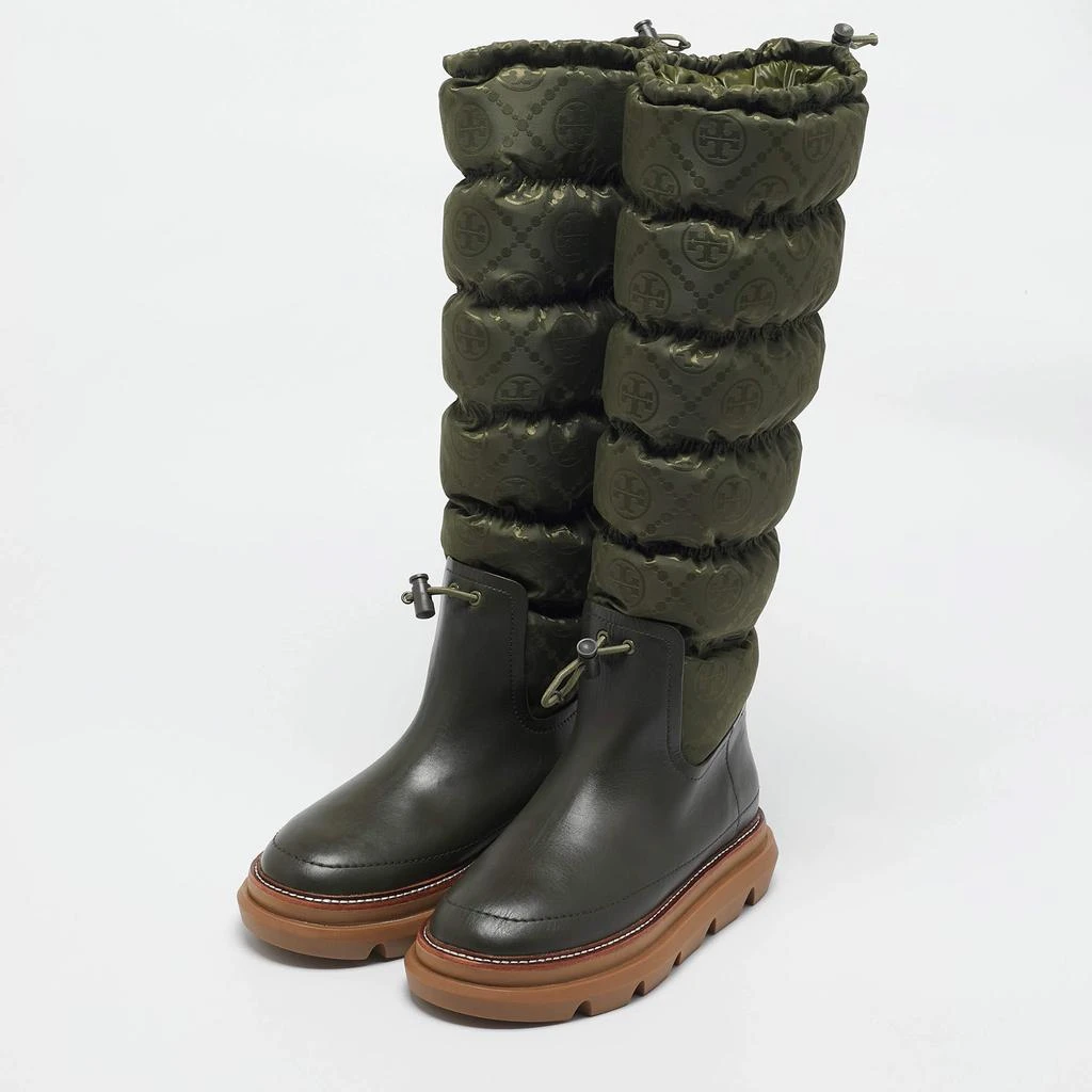 Tory Burch Tory Burch Green Leather and Nylon Leccio Snow Boots Size 39.5 2