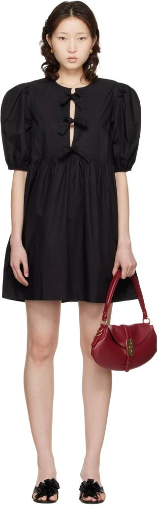 knee length dresses for ladies GANNI Women's Stripe Cotton Mini Wrap Dress  Saint Bernard