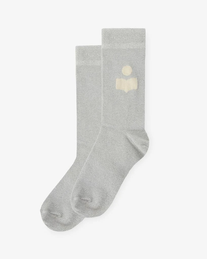 ISABEL MARANT ISABEL MARANT, SLAZIA LOGO SOCKS - Women - Silver - OneSize 1