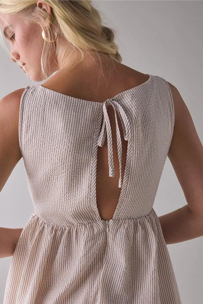 Daisy Street Daisy Street Seersucker Keyhole Tie-Back Smock Mini Dress 2